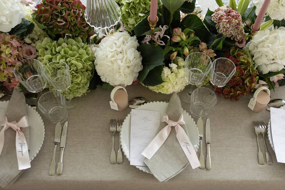 Décoration florale hortensia