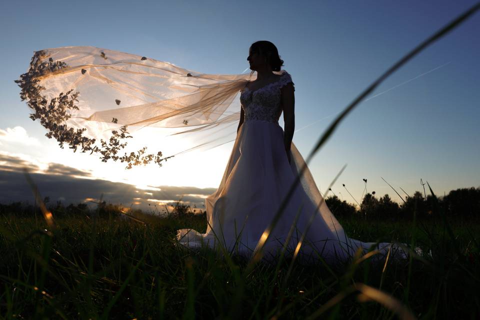 Portrait mariée contre jour