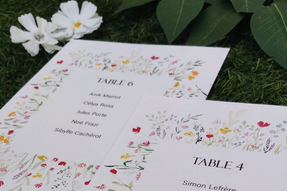 Plan de table fleuri