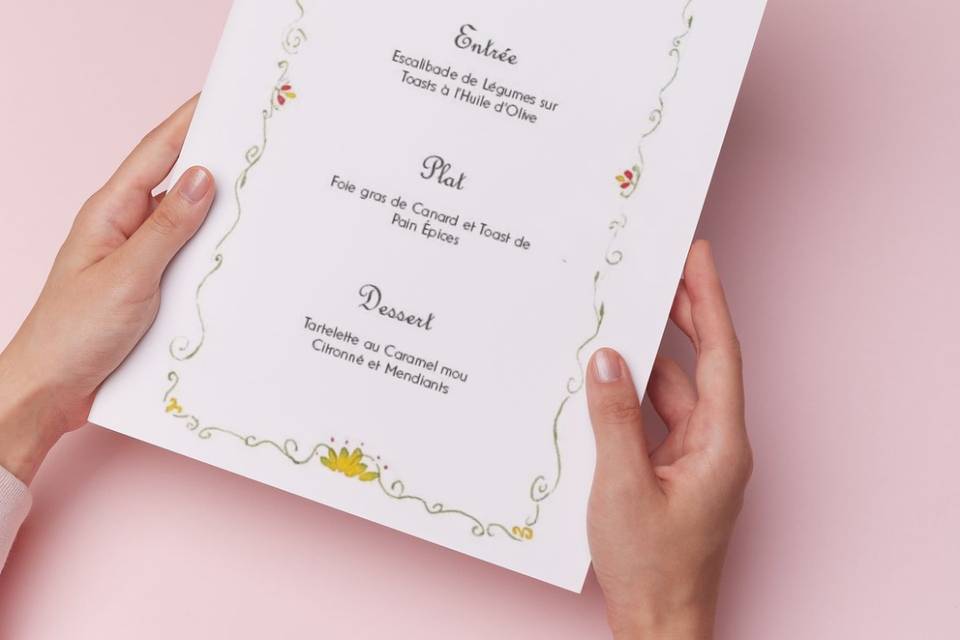 Menu de mariage