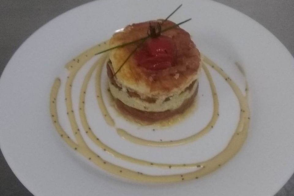 Millefeuile tomate/mozza/pesto