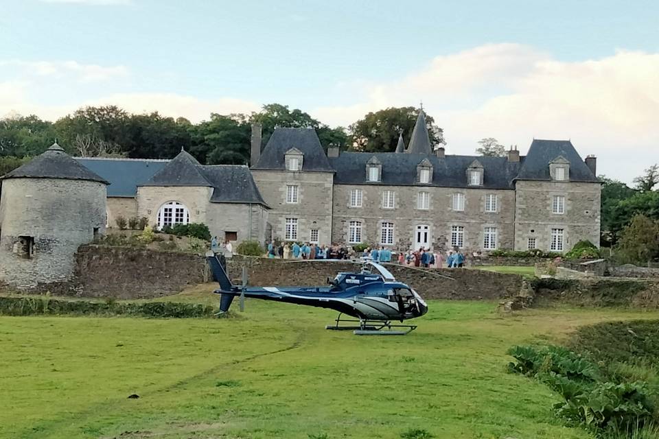 Arrivée en hélicoptère