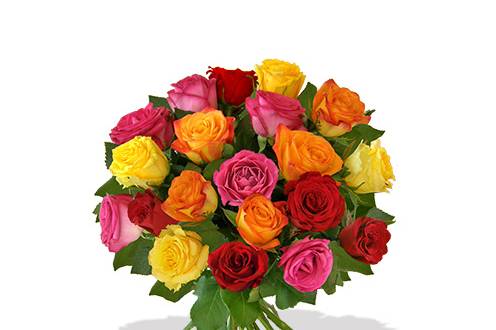 Bouquet de 20 petites roses multicolores