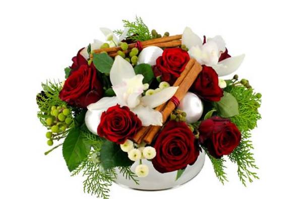 Bouquet rond rouge et blanc