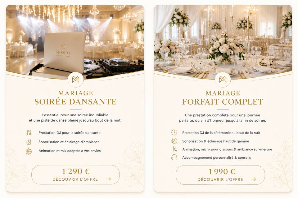 Tarifs à partir de 1290 euros