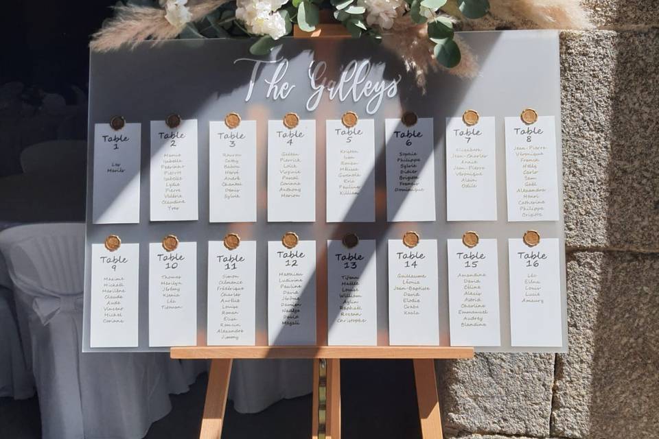 Plan de table mariage fleurs