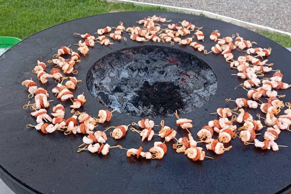 Brochettes crevettes chorizo