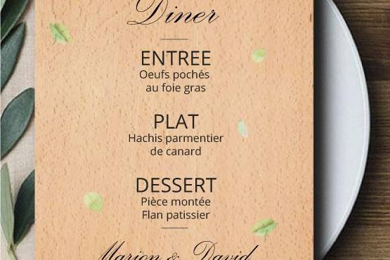 Menu thème nature