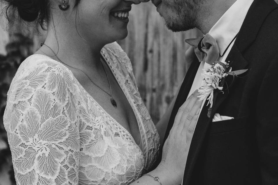 Couronne fleurie + boutonnière