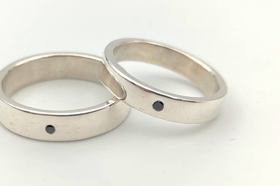 Alliances argent diamant noir