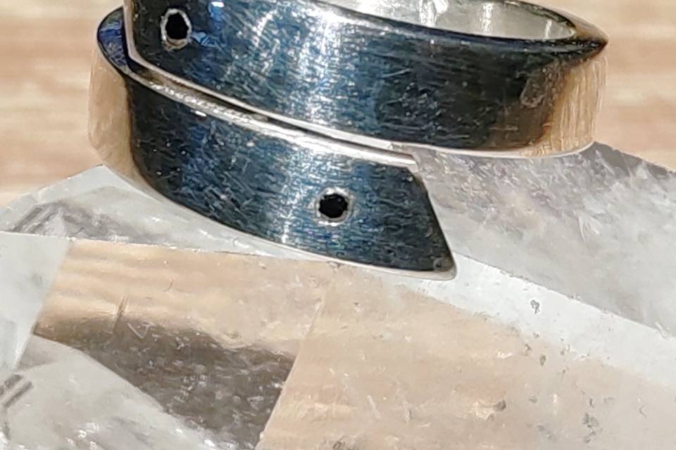 Alliance argent diamant noir