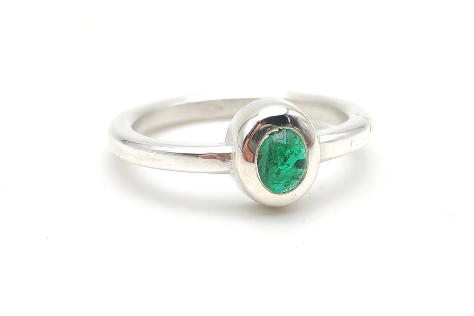 Bague argent/émeraude