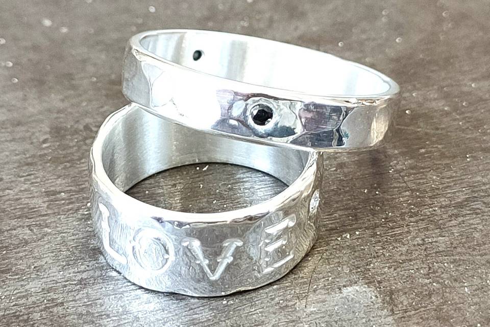 Alliance argent/diamant noir