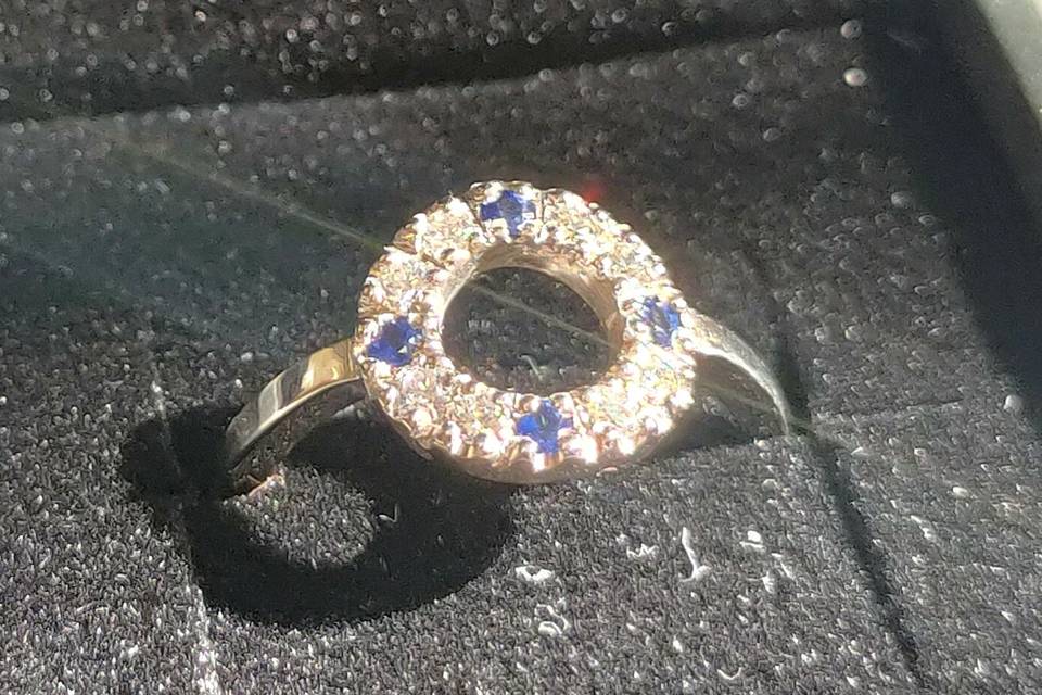 Bague or gris palladié/diamant