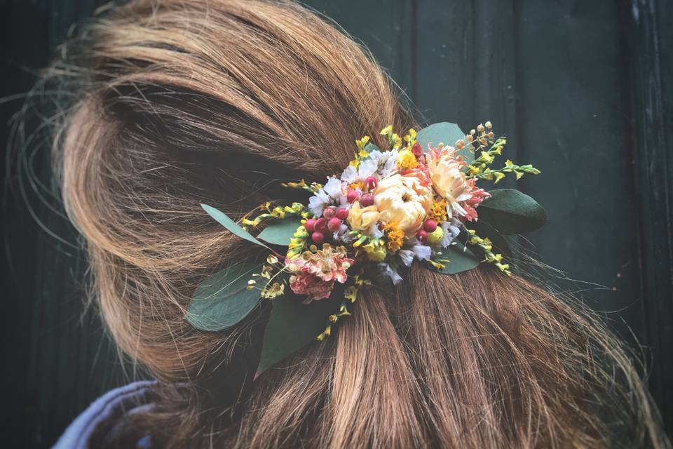 Barrette fleurs séchées