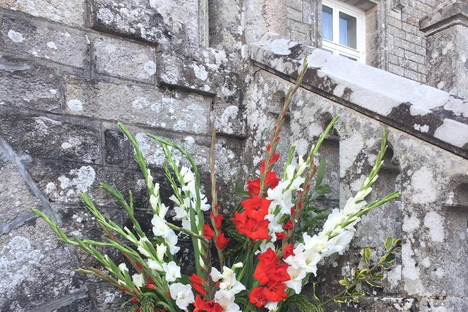 Le perron sud décoré
