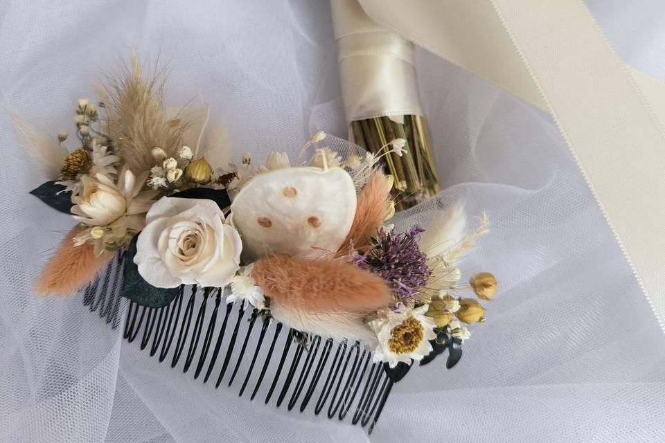 Peigne rose et blanc