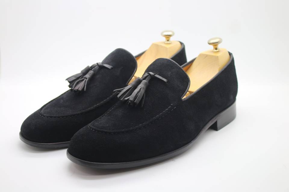 Mocassin Pompon Daim Noir