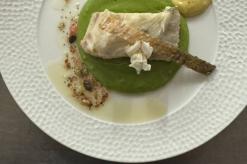 Turbot poché, mousseline