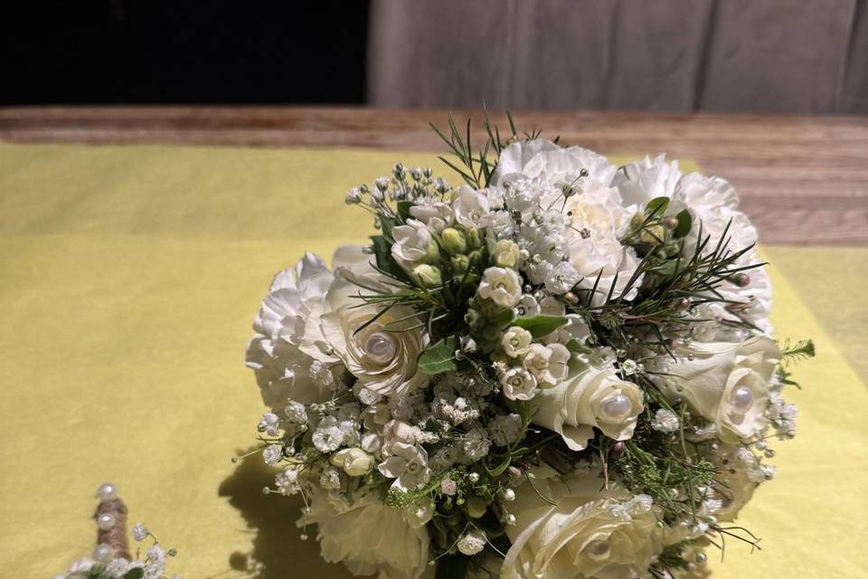 Bouquet de mariée+boutonniere