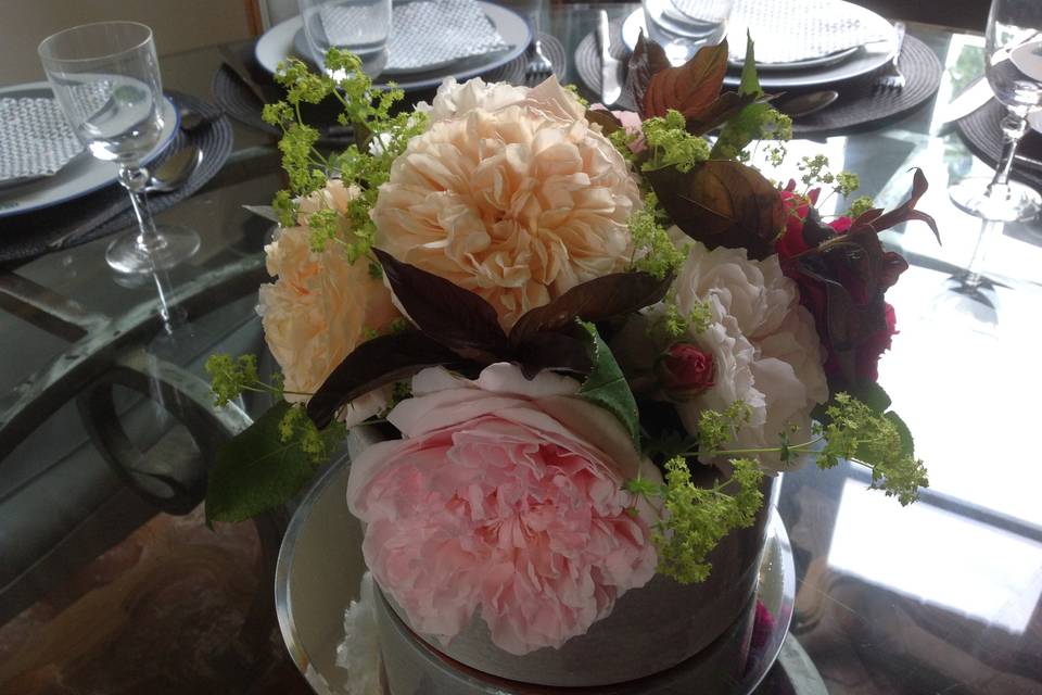 Centre de table roses Anglaise