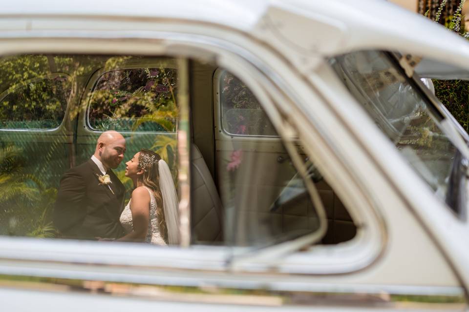 Reflets dans la voiture