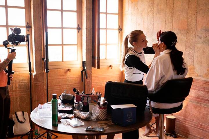 Maquillage de mariée en châtea