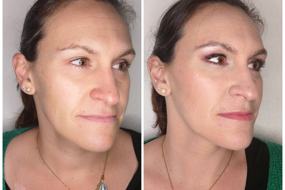 Avant/après maquillage mariée