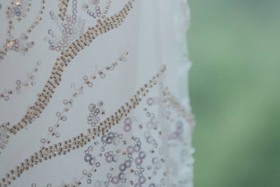 Détail de robe de mariée