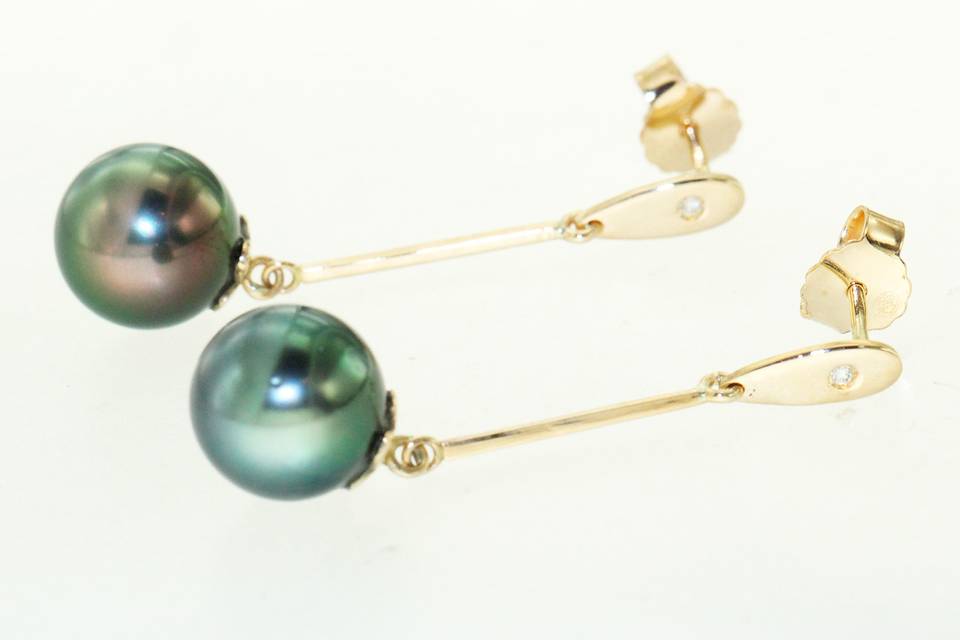 Boucles d'oreilles perle noire