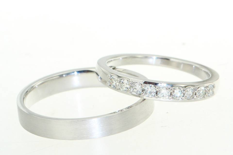 Alliances or blanc, diamants