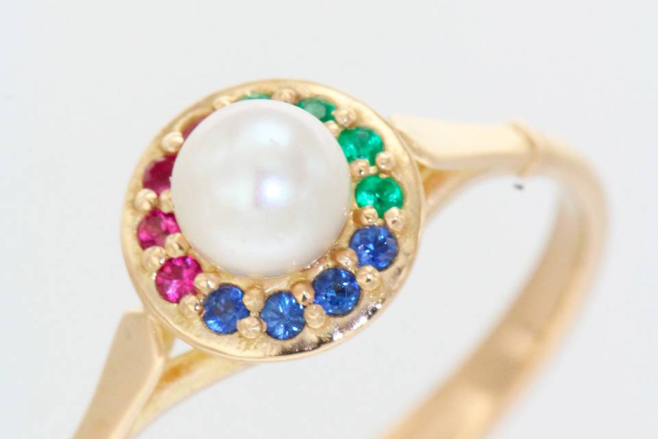 Perle, saphirs de couleurs