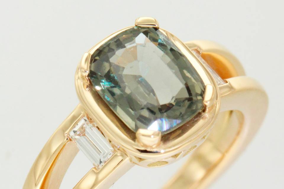 Saphir vert, diamants