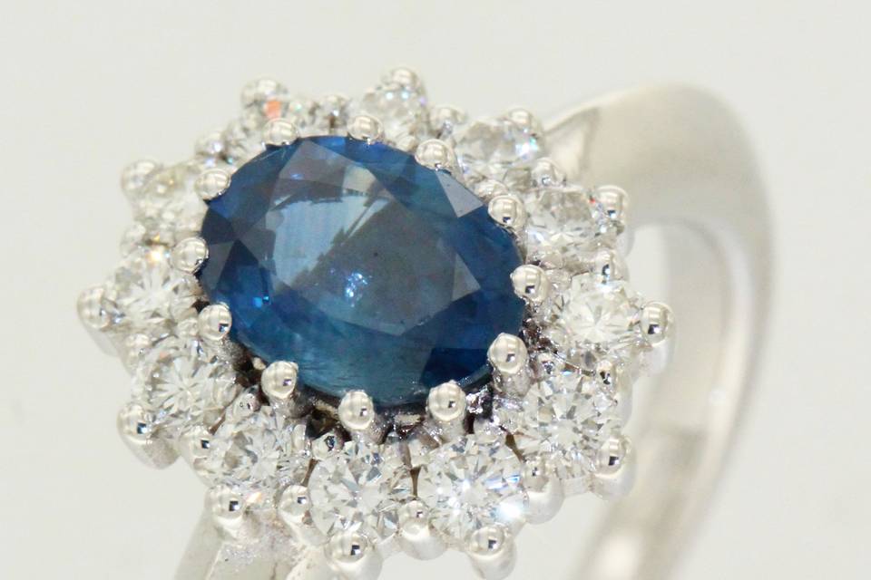 Bague, entourage, diamants