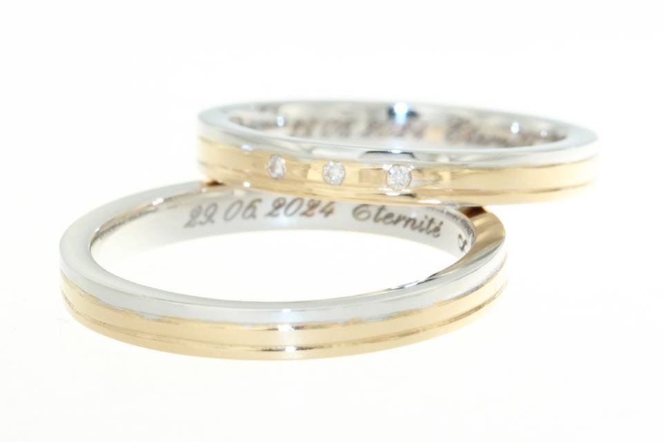 Alliances bicolores diamants