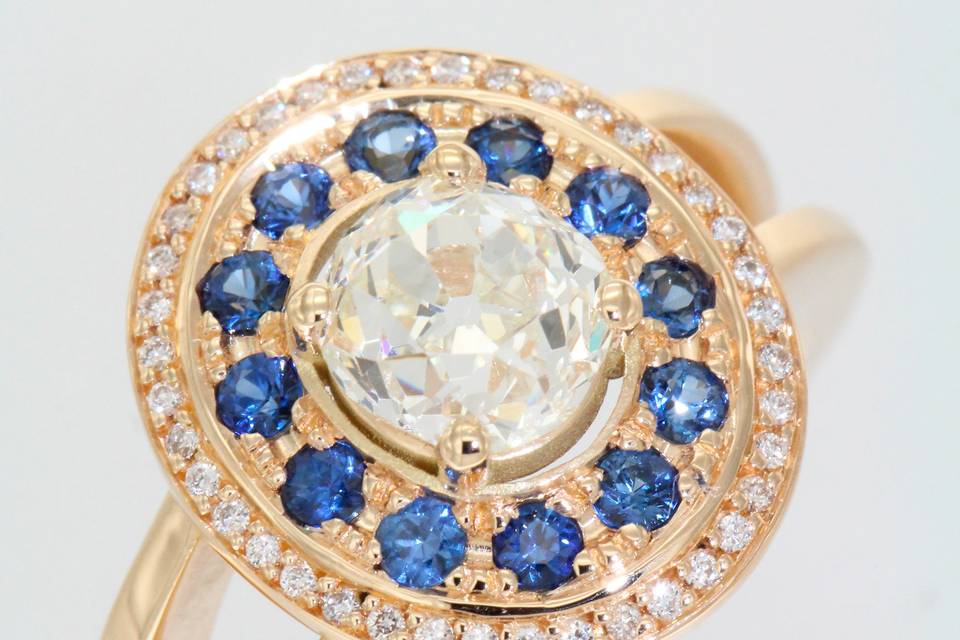 Bague, entourage, diamants