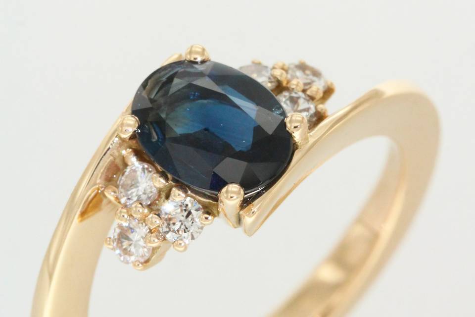 Bague, saphir, diamants
