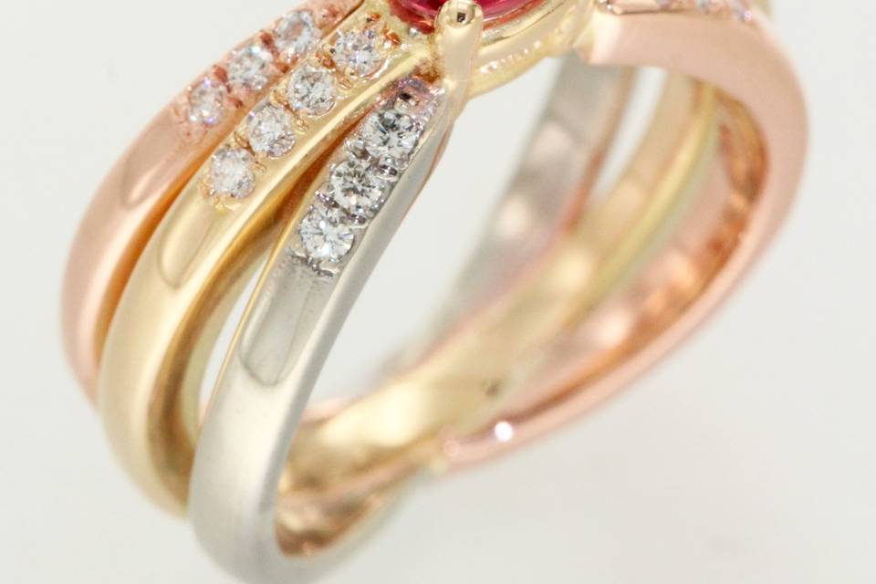 Bague 3 couleurs saphir
