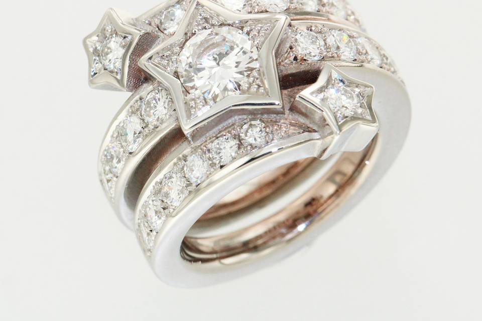 Bague, étoile, diamants
