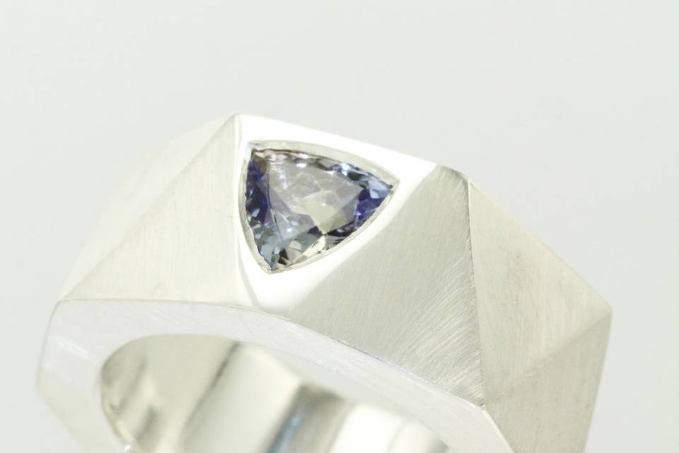 Bague, argent, saphir