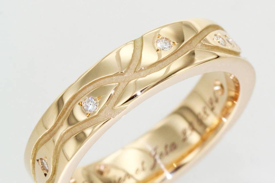 Alliance, gravée, diamants