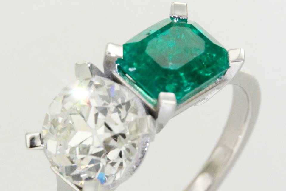 Toi et moi émeraude, diamants