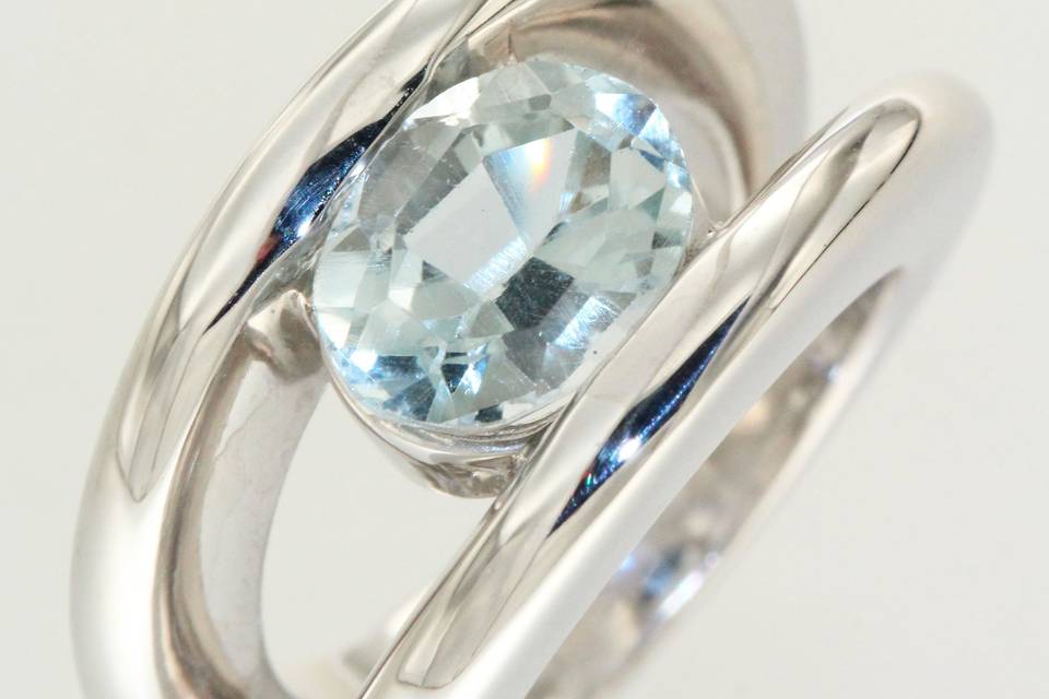 Bague, aigue-marine
