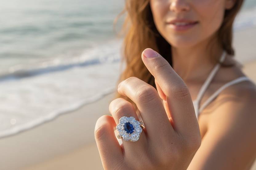 Bague, Pompadour, saphir
