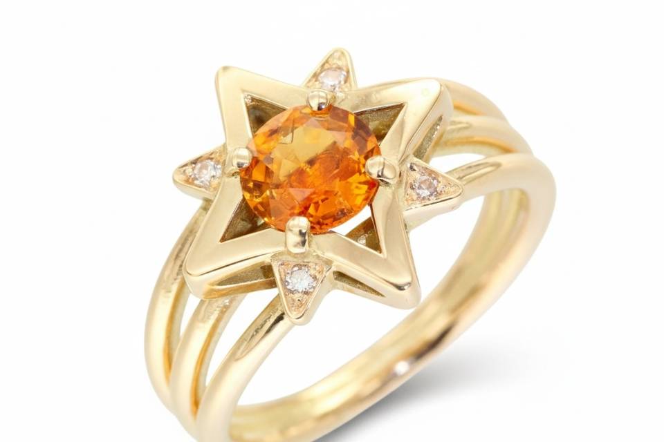 Bague, saphir jaune