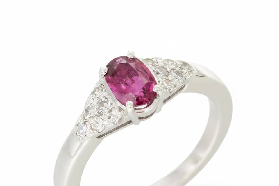 Bague, saphir, Rose, diamants