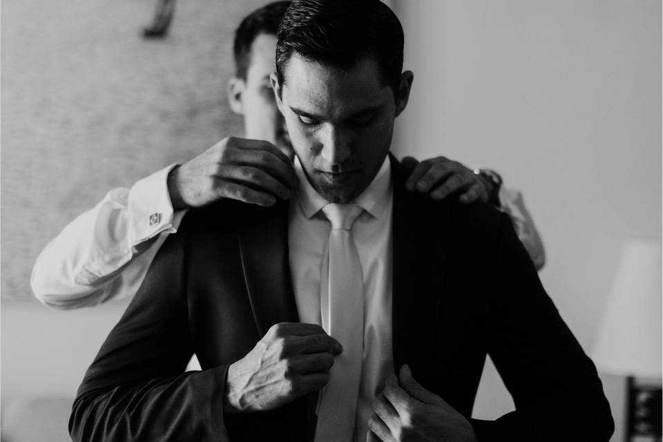 Groom Getting Ready