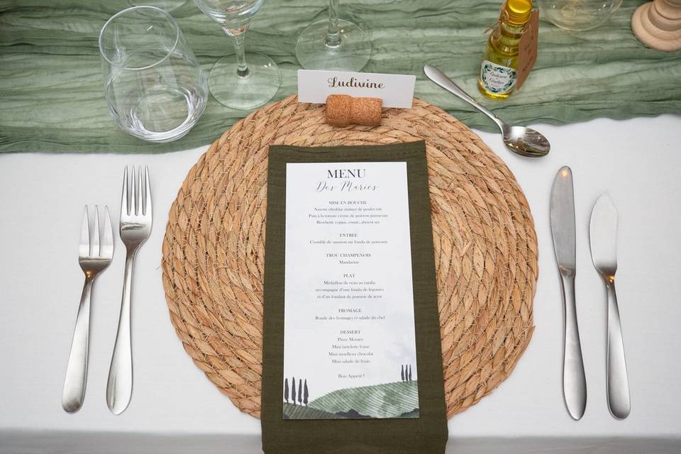 Set de table et menu