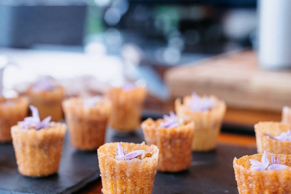 Burelos, tartare de crevettes