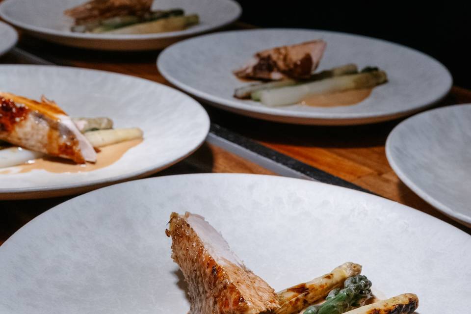 Pintade asperge et miso